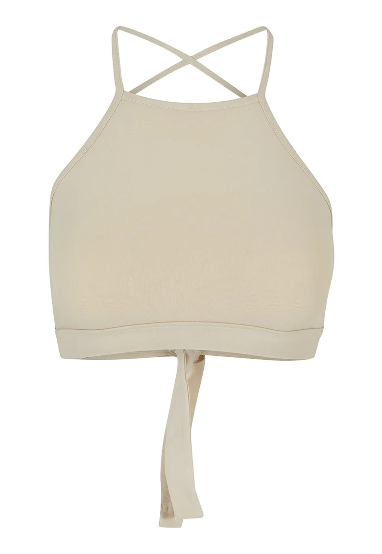 Top crop din amestec de bumbac, Bej