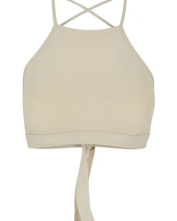 Top crop din amestec de bumbac, Bej