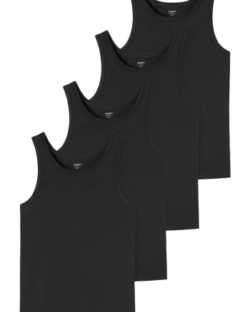 Set de top-uri cu decolteu rotund - 4 piese, Negru