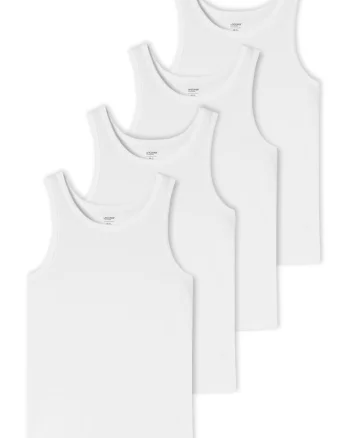 Set de top-uri cu decolteu rotund - 4 piese, Alb
