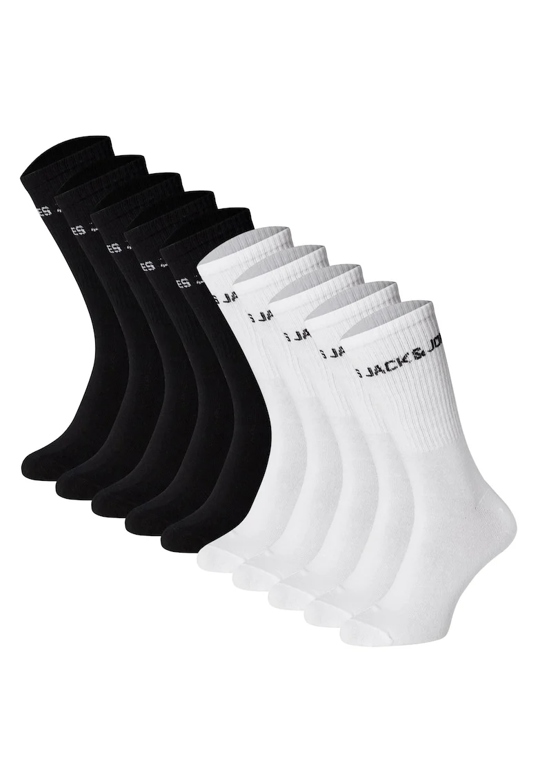 Set de sosete lungi - 10 perechi, Alb/Negru
