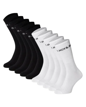 Set de sosete lungi - 10 perechi, Alb/Negru
