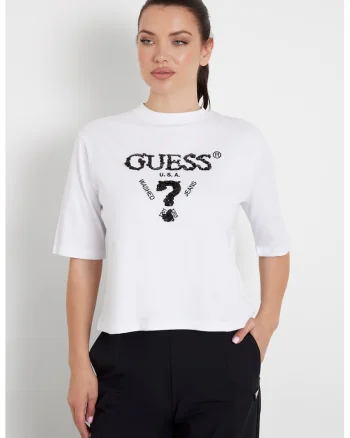 Tricou din bumbac cu paiete pentru antrenament, Alb/Negru
