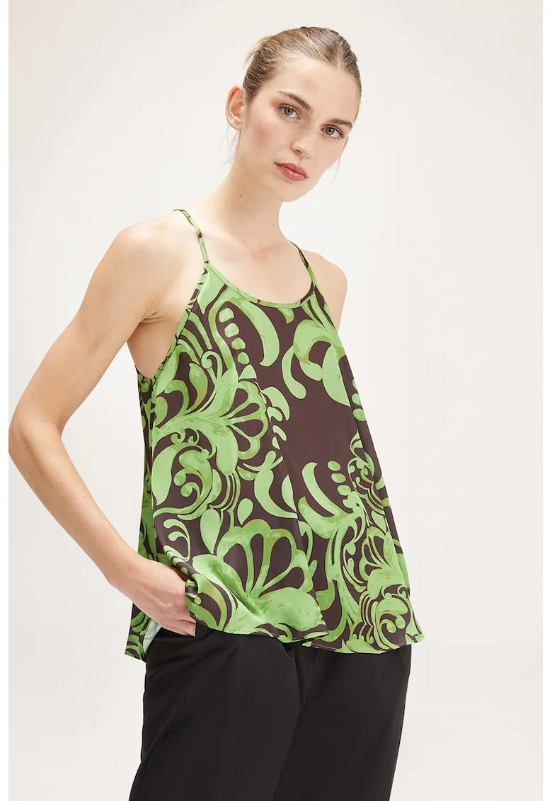 Top lejer cu model, Verde/Negru