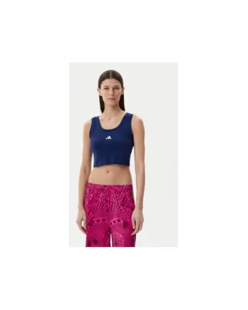 Crop top cu decolteu rotund si detaliu logo