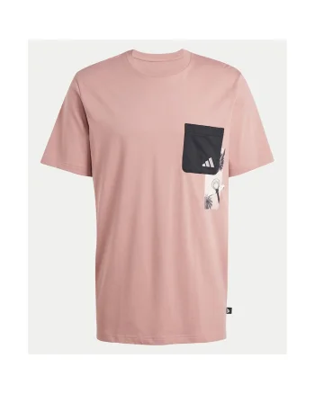 Tricou din bumbac cu buzunar pe piept si imprimeu