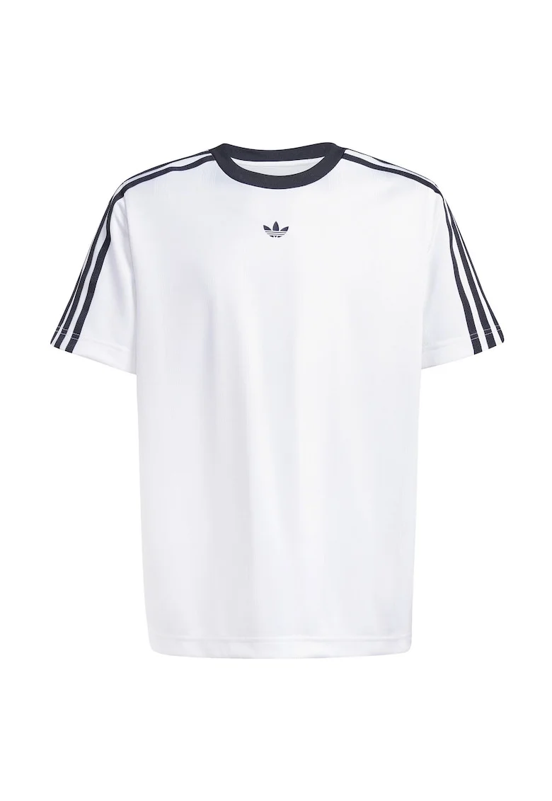 Tricou cu logo pe piept si dungi contrastante pe maneci