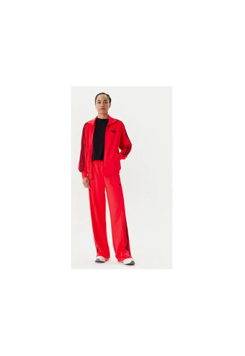 Bluza de trening cu fermoar, logo si maneci cu dungi contrastante