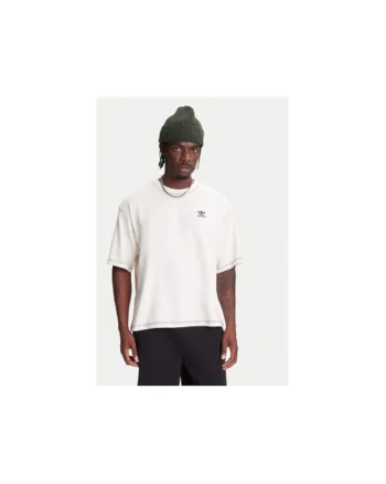 Tricou din bumbac cu logo, maneci cazute si decolteu la baza gatului