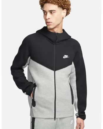 Hanorac din amestec de bumbac, cu fermoar, Negru/Gri melange