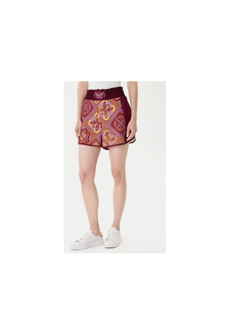 Pantaloni scurti cu talie inalta&detaliu logo
