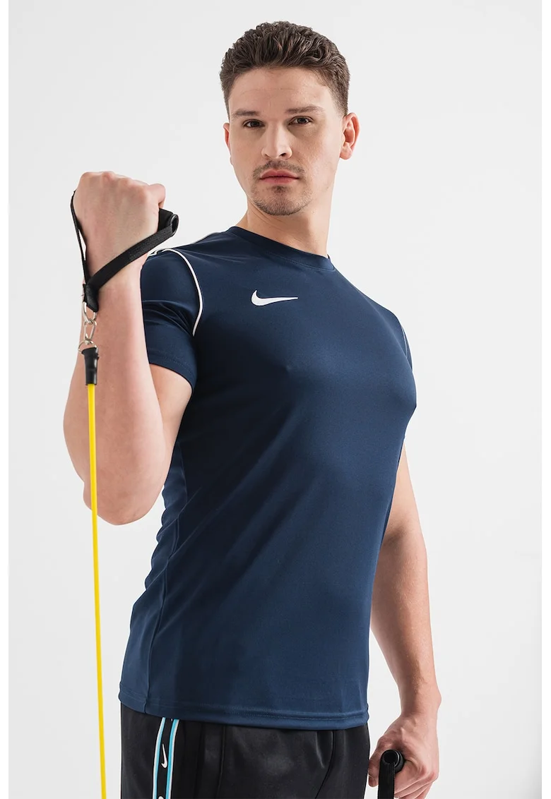 Tricou cu decolteu rotund, pentru fotbal Park 20, Alb/Bleumarin