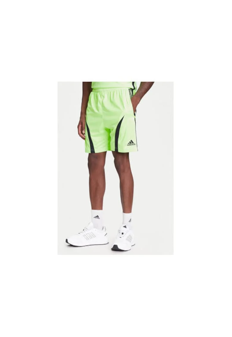 Pantaloni scurti sport cu logo brodat, Verde neon