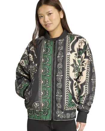 Jacheta cu model si guler baseball, Negru/Verde aquamarin/Crem