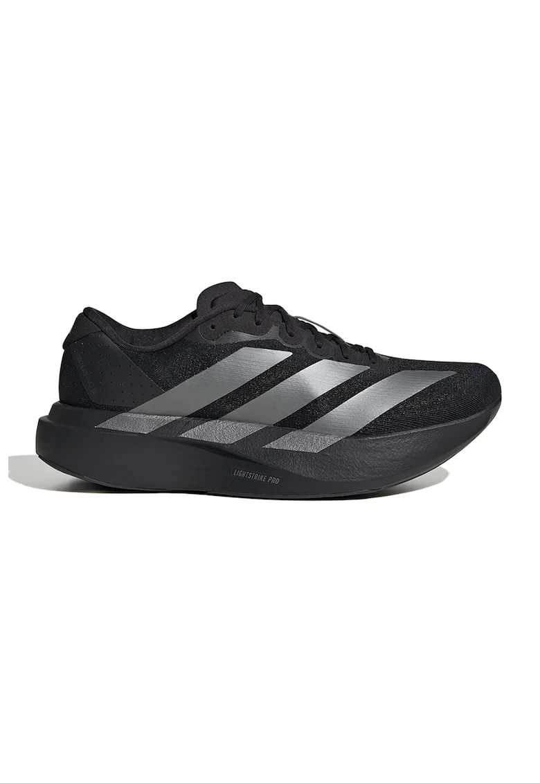 Pantofi Adizero EVO din material textil cu logo metalizat, pentru alergare, Negru/Argintiu