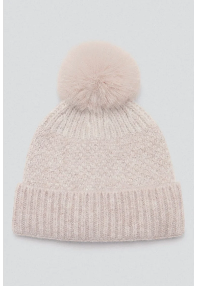 Caciula din tricot cu canaf, Crem