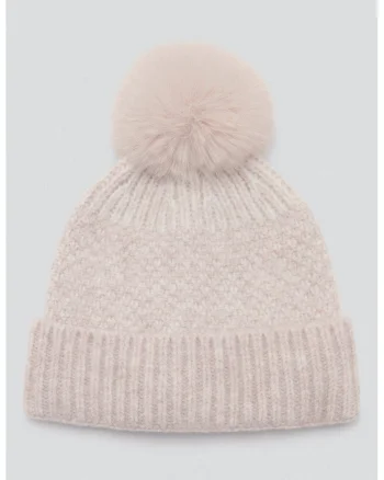 Caciula din tricot cu canaf, Crem