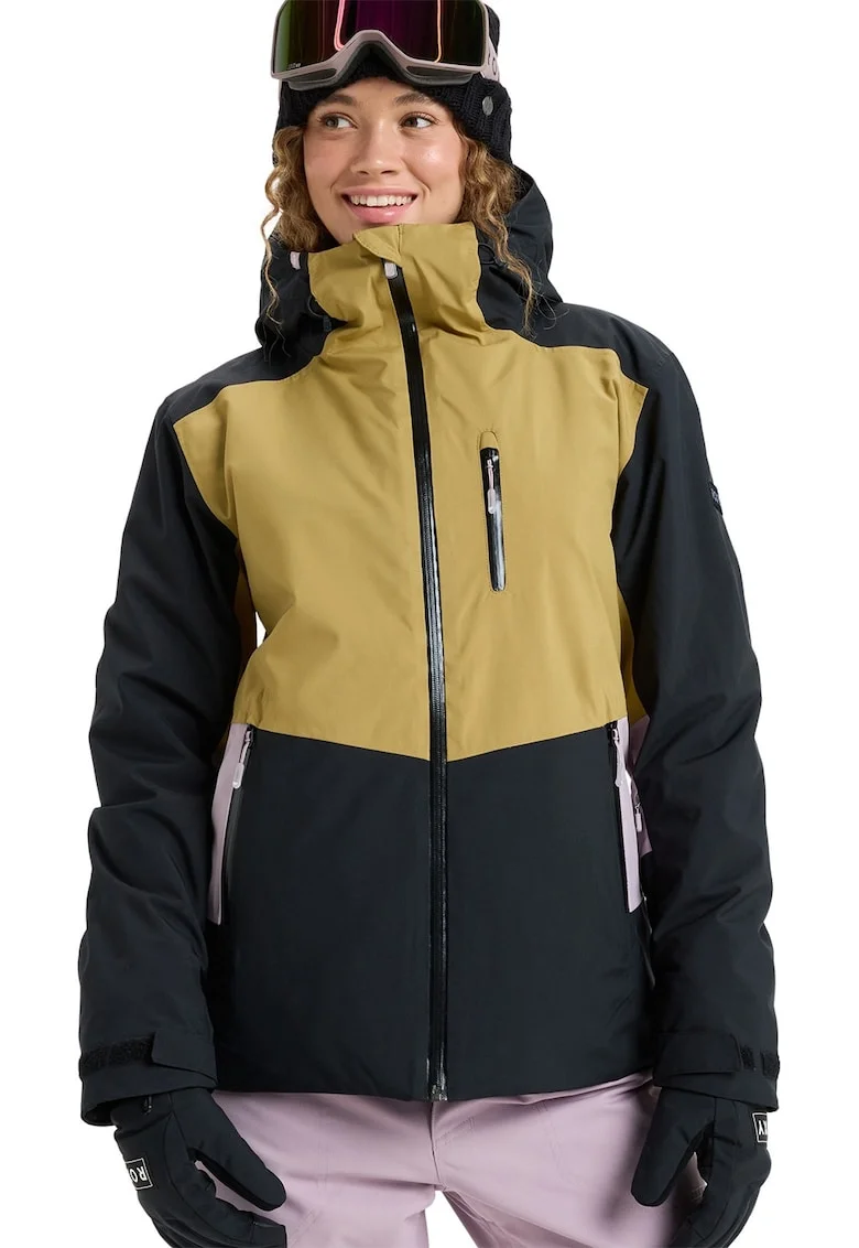 Jacheta cu gluga pentru ski Stormdash, Negru/Lila/Galben mustar