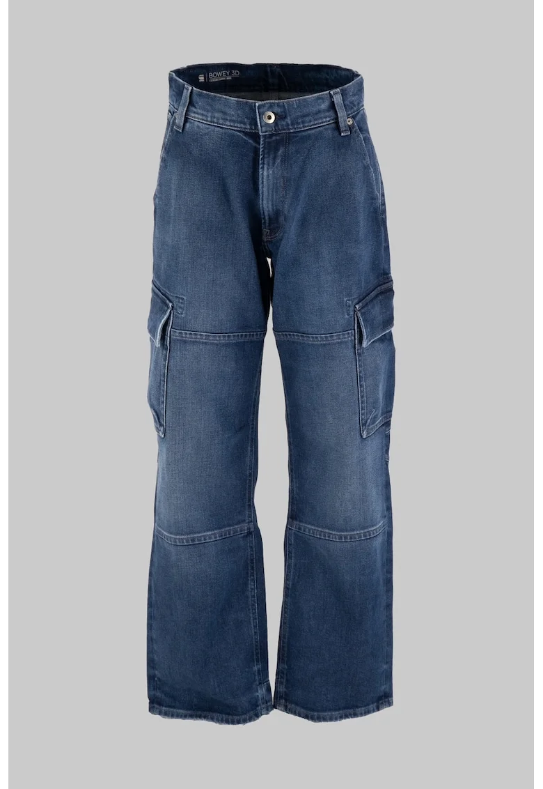 Blugi lejeri cu buzunare cu clapa, Albastru inchis