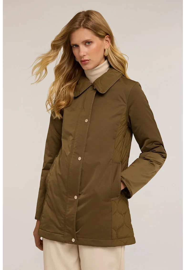 Jacheta parka cu buzunare laterale, Verde masliniu