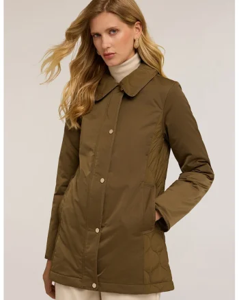 Jacheta parka cu buzunare laterale, Verde masliniu