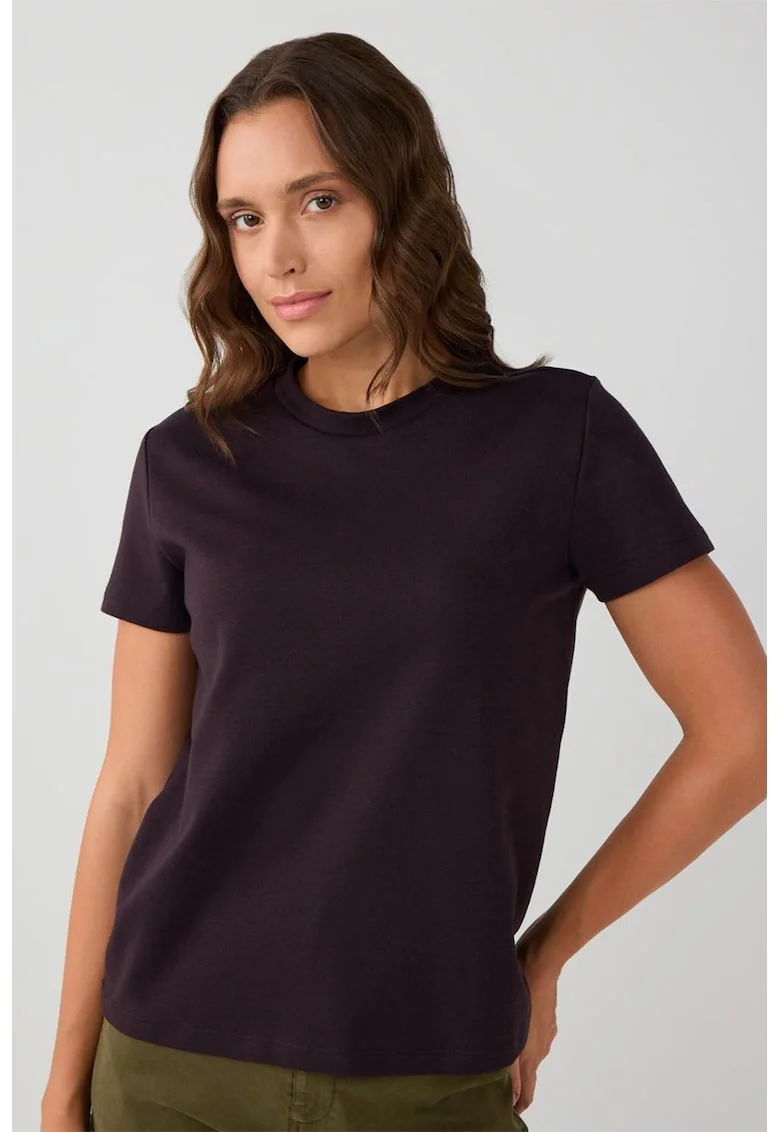Tricou uni din amestec de bumbac, Maro inchis