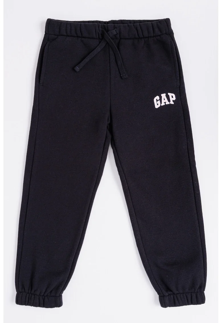 Pantaloni de trening cu croiala relaxed fit si talie ajustabila, Negru stins