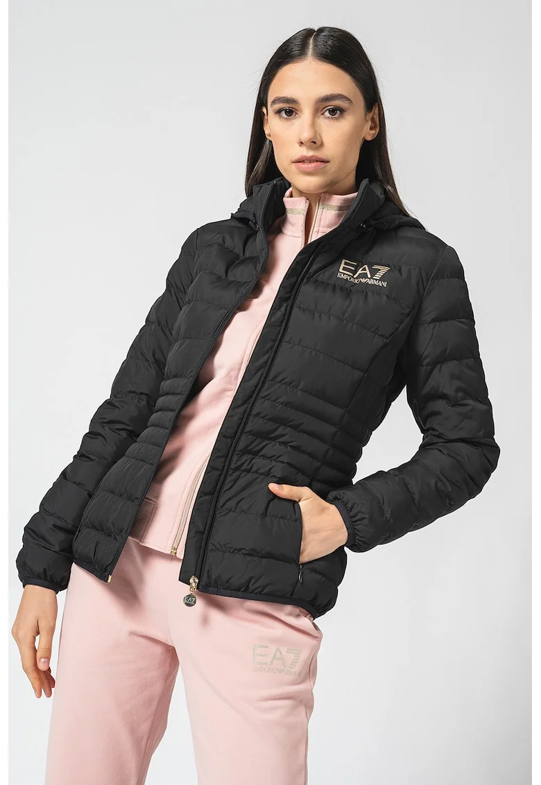 Geaca slim fit cu gluga, Negru