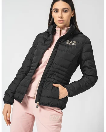 Geaca slim fit cu gluga, Negru