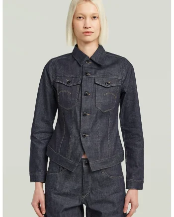 Jacheta cambrata din denim, Bleumarin