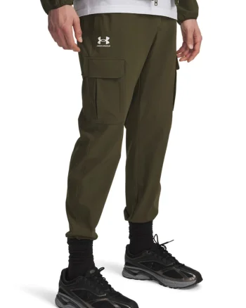 Pantaloni crop pentru fitness Vibe, Kaki inchis