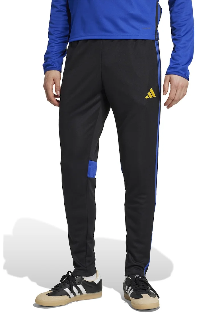 Pantaloni pentru fotbal cu slituri laterale, Negru/Albastru royal