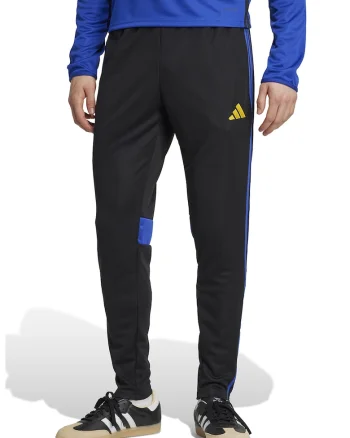 Pantaloni pentru fotbal cu slituri laterale, Negru/Albastru royal