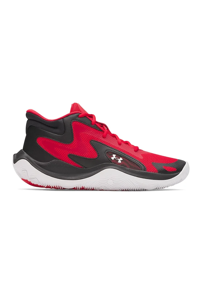 Pantofi mid-cut Jet '25 cu detaliu logo pentru baschet, Rosu/Negru