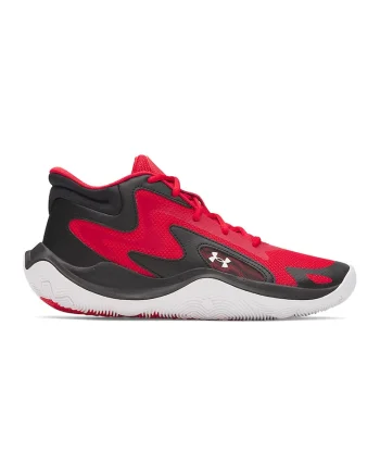 Pantofi mid-cut Jet '25 cu detaliu logo pentru baschet, Rosu/Negru