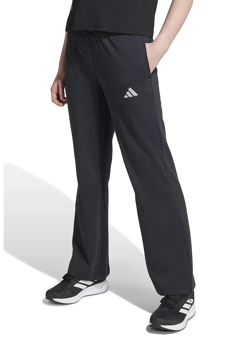 Pantaloni de trening evazati cu logo, Negru