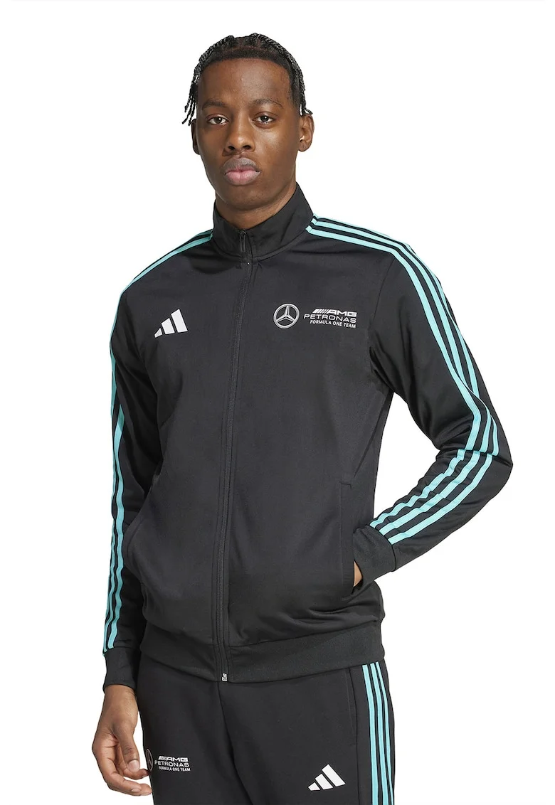 Bluza de trening cu fermoar Motorsport, Alb/Negru/Turcoaz