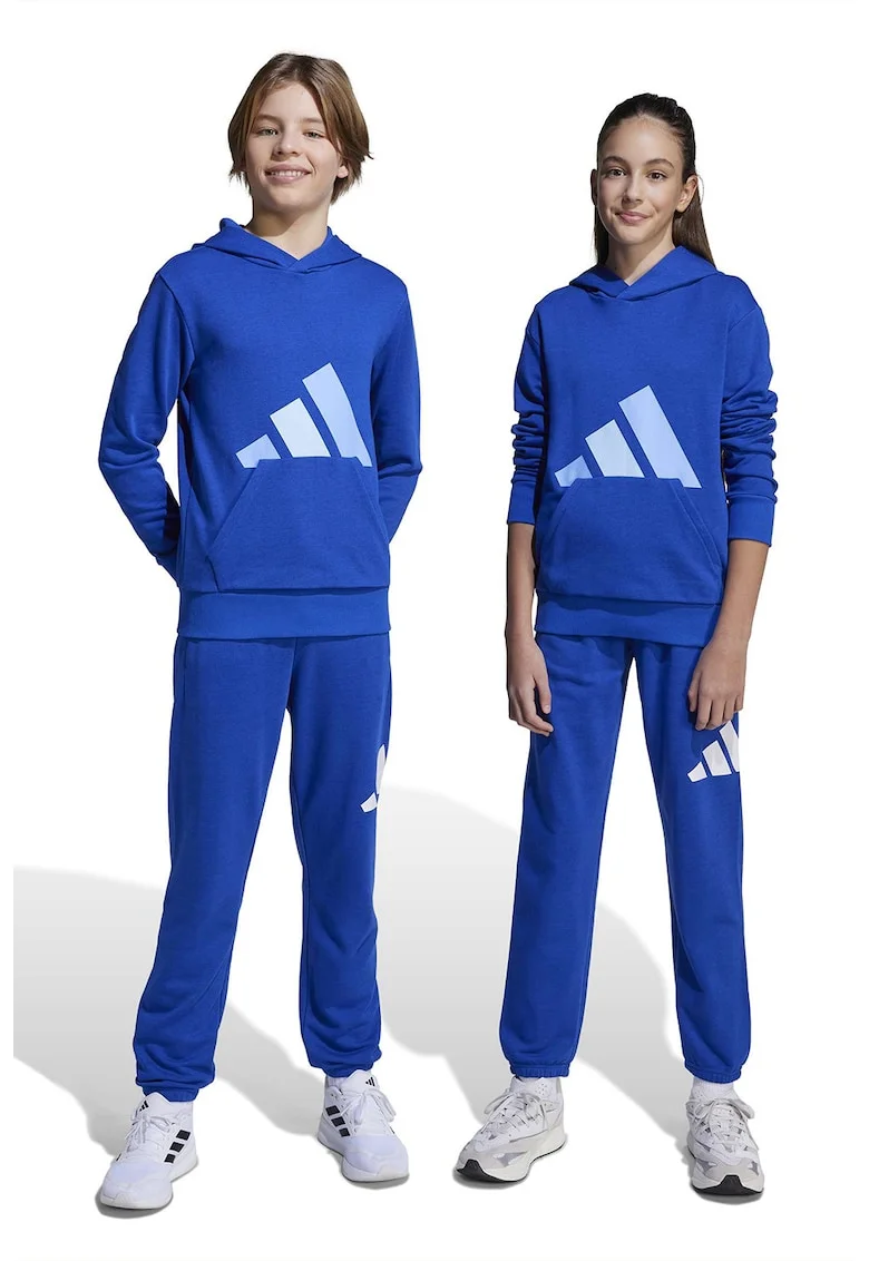 Pantaloni de trening cu logo si snur in talie Essentials, Alb/Albastru royal