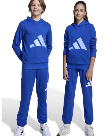 Pantaloni de trening cu logo si snur in talie Essentials, Alb/Albastru royal