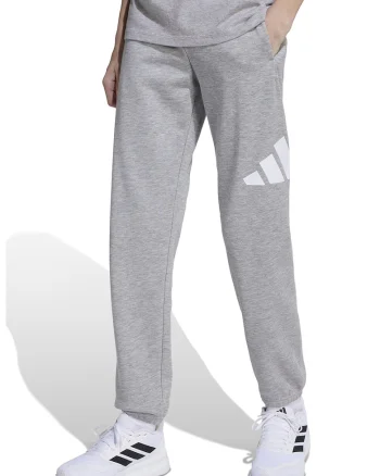 Pantaloni de trening cu logo si snur in talie Essentials, Alb/Gri melange