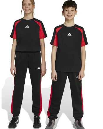Pantaloni de trening cu insertii contrastante, Rosu/Negru