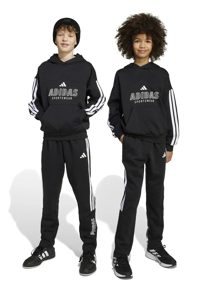 Pantaloni de trening cu detaliu logo, Alb/Negru