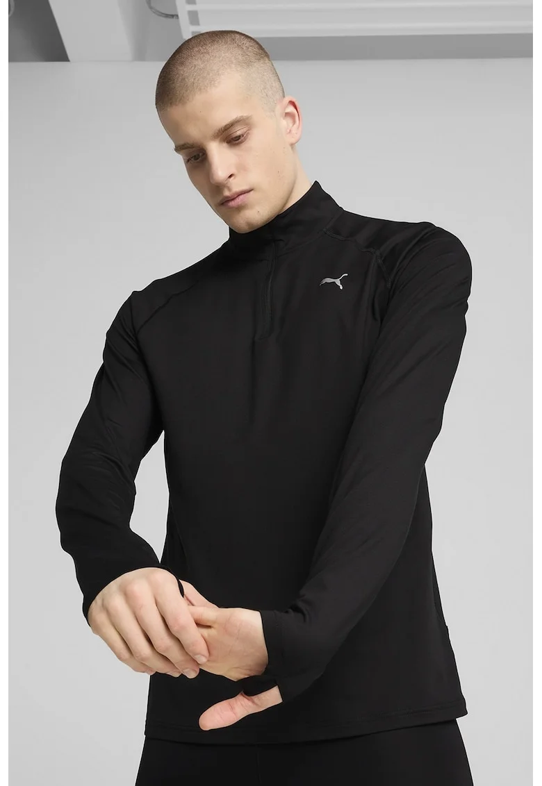 Bluza de trening cu fenta cu fermoar, pentru alergare Velocity Cloudspun, Alb/Negru