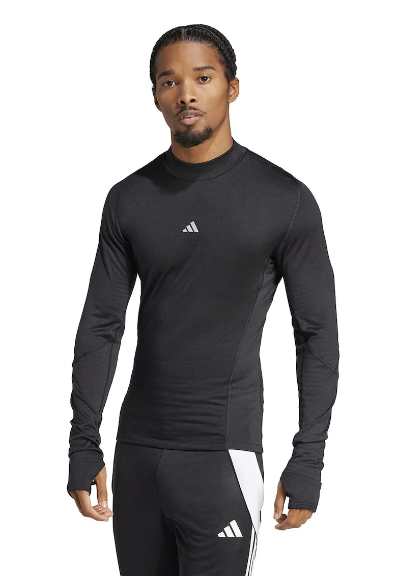 Bluza slim fit cu logo, Negru/Alb optic