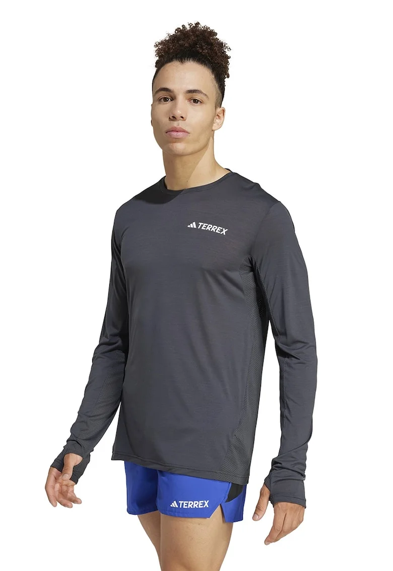 Bluza cu decolteu rotund Terrex, Alb optic/Gri inchis
