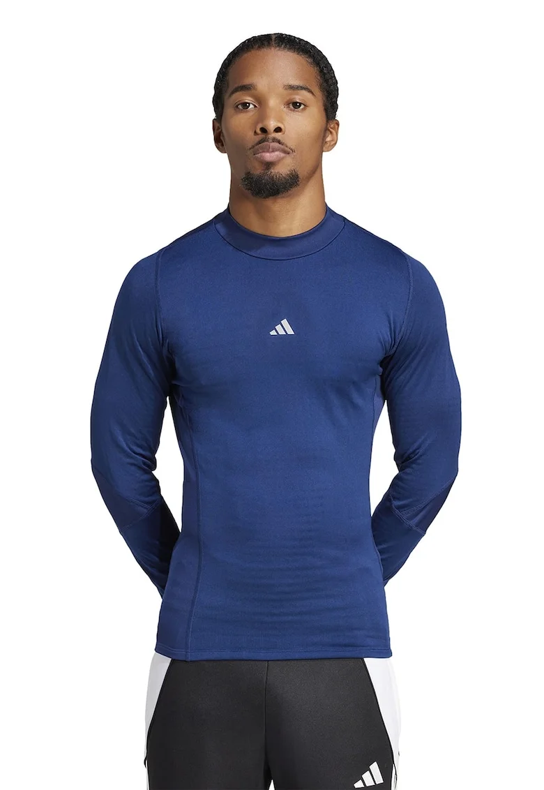 Bluza slim fit cu logo, Albastru inchis/Alb optic