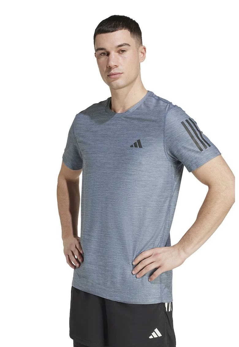 Tricou cu decolteu rotund pentru alergare, Negru/Gri cenusiu