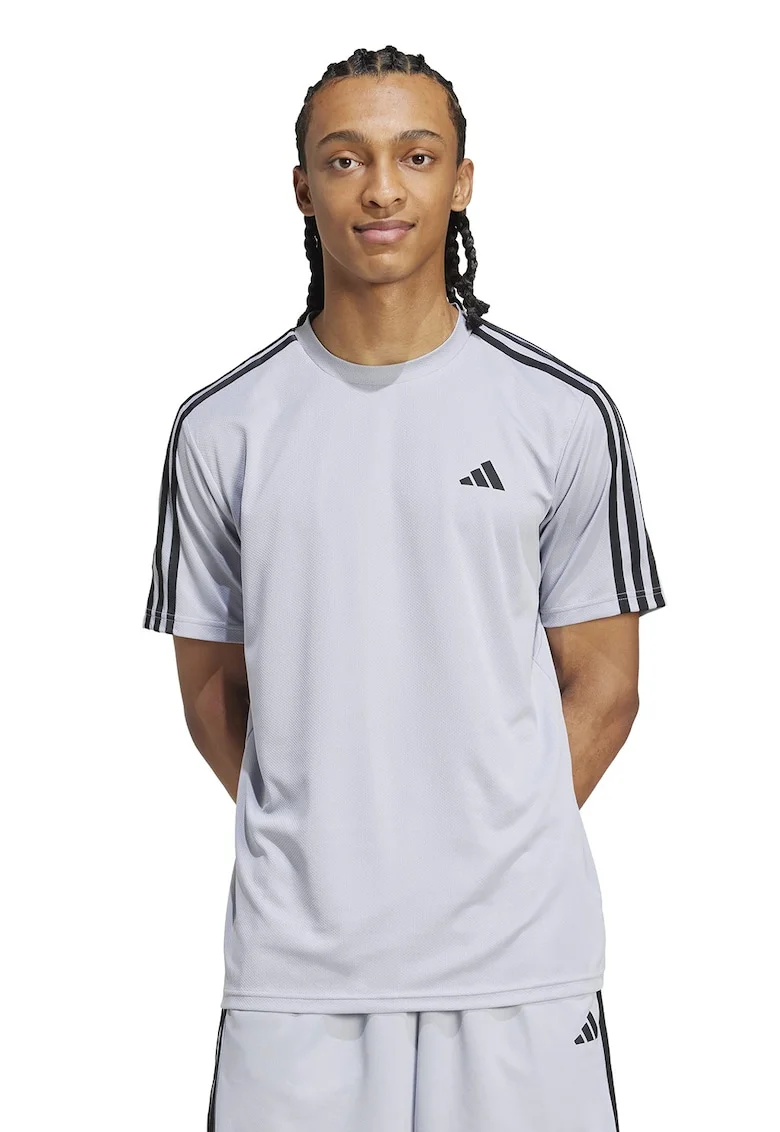 Tricou regular fit cu logo pentru fitness, Negru/Alb murdar