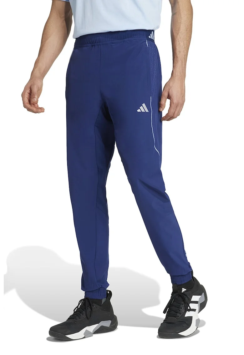 Pantaloni slim fit pentru fitness Tech, Alb/Albastru royal