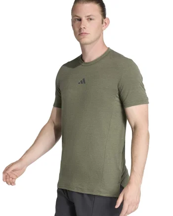 Tricou slim fit pentru fitness D4T, Negru stins/Kaki inchis
